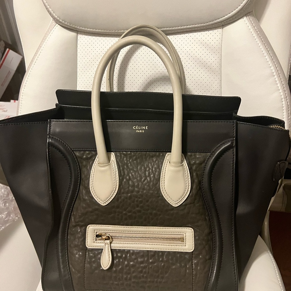 Celine Phantom Black and Cream Women's Bag with Dusty